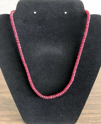 Ruby Faceted Bead Necklace 14k Gold clasp - Image 1 of 3