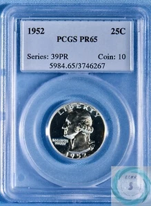 1952 Silver Proof Washington Quarter PCGS PR65 - Picture 1 of 12