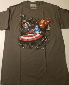 Marvel Avengers Men's Thor Captain America Iron Man Burst T-Shirt Cotton Gray - Bild 1 von 1