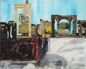 PAINTING ON CANVAS BY FRENCH ARTIST NATHALIE ZELMAN "BACK TO SCHOOL" - Picture 1 of 7