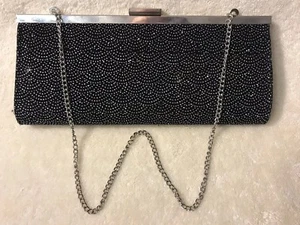 Bebe Black Blingy Evening Elegant Purse scalloped design  - Picture 1 of 5