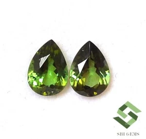 Natural Green Tourmaline Pear Cut Pair 7x5 mm Faceted 1.39 CTS Loose Gemstones - Picture 1 of 9