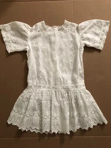 Antique Victorian Girls White Lace Cotton Blouse Top - short sleeved small or XS - Picture 1 of 24