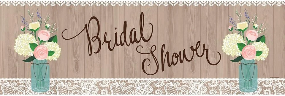 Rustic Wedding Bridal Shower Anniversary Party Decoration Giant Plastic Banner - Image 1 of 1
