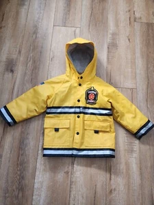 Western Chief 2T 2 Yellow Rain Jacket Fire Fighter Hood Lined Rescue Costume - Picture 1 of 10