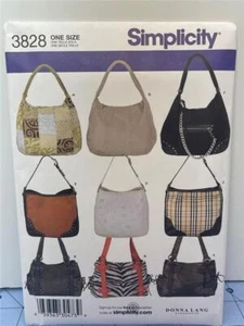 SIMPLICITY Sewing Pattern - #3828 -Dona Lang Accessories - HANDBAGS IN 3 STYLES - Picture 1 of 3