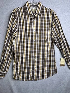 Sonoma Men's Shirt Small Plaid Yellow Brown Button Up Long Sleeve NWT - Picture 1 of 13