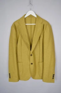 Exibit La Sartoria Wool Polyester Blend Mustard Blazer Size US44 EU54 P2P 22" - Picture 1 of 16