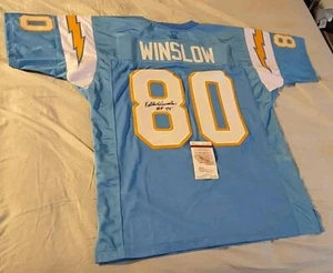 SAN DIEGO CHARGERS #80 KELLEN WINSLOW SIGNED POWDER HOME JERSEY HOF 1995 JSA. XL - Picture 1 of 15