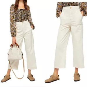 Jeans Free People Sunday Skies gamba dritta cropped taglia 8 bianco sporco nuovi con etichette alti - Foto 1 di 10