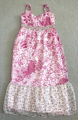 Vestido de Seda Maeve Talla 4 Prado Interminable Midi Rosa Floral Espaguetis Ahumado Nivel Foto 1 de 4