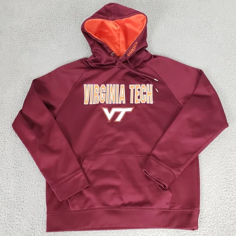Virginia Tech Hokies Sweater Mens Large Red Pullover Hoodie Logo Sweatshirt Cover