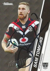 Signed 2015 NEW ZEALAND WARRIORS NRL Card SAM TOMKINS - Picture 1 of 1