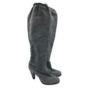 Michael Kors Womens Boots Knee High Suede Pull On Heel Gray Size 6.5