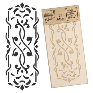 BORDÜRE Wiederverwendbare Kunststoff-Schablone 21x45 / 45x95 Barockes Ornament 2 - Bild 1 von 3