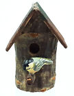 Real Wood Bird House Hat Lapel Pin Black Capped Chickadee Tree Stump Realistic