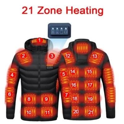 21 Areas Men Heated Jacket USB Electric Heating Vest Winter Outdoor Warm Coat - Image 1 of 4