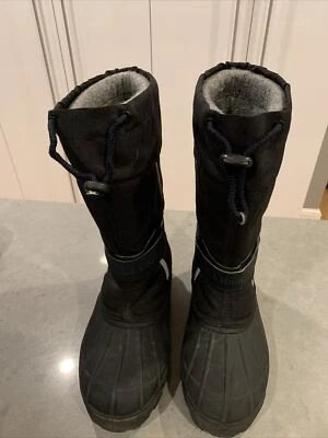 LL Bean Invierno Botas de Nieve Niños Talla 2 Northwoods Negro Azul Fieltro Forradas Unisex Foto 1 de 4