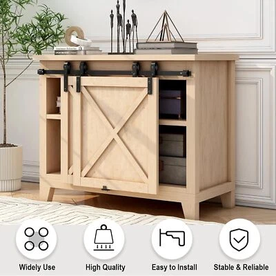 Kit de herrajes para puertas de granero correderas de derivación de gabinete súper mini 3/3,4/4,5/5,5 pies 2 puertas Foto 1 de 4