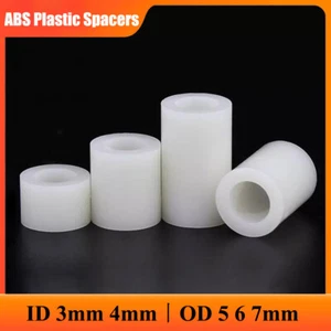 White ABS Plastic Spacers Standoff ID 3mm 4mm丨OD 5 6 7mm Round Washers Sleeving - Picture 1 of 8