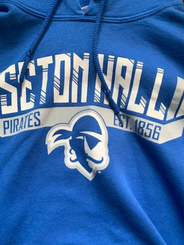 Seton Hall University SHU Pirates Hoodie Sweatshirt Mens Size Small Blue Gildan Cover