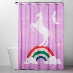Pillowfort Purple Rainbow Magic Unicorn Shower Curtain