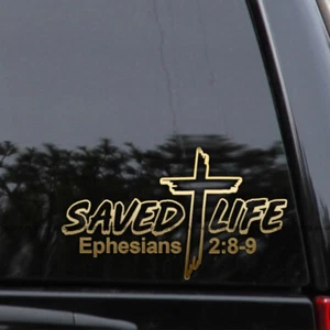 Saved Life Vinyl Decal Sticker – Ephesians 2:8-9 Christian Jesus Christ Faith - Picture 1 of 2