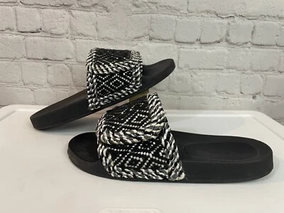 Women’s 10 Rebecca Minkoff Woven Slip On Black Sliders Sandals - Image 1 of 4