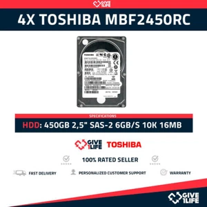 4x TOSHIBA MBF2450RC 450GB HDD 2,5" SAS-2 6GB/S 10K 16MB - SERVIDOR DELL / HP... - Photo 1/5