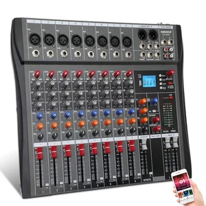 Hridz 8 Channels Bluetooth Mixer DJ Karaoke Live Studio Audio Mixer USB Console - Picture 1 of 12