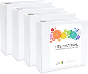 White 3 Ring Binder 3 Inch Heavy Duty Large Binder with Clear View Cover for Off - Picture 1 of 8
