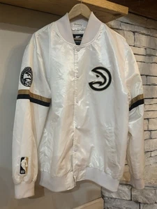 Chaqueta de bombardero Atlanta Hawks Starter etiqueta negra blanca para hombre XL 50 aniversario - Imagen 1 de 8