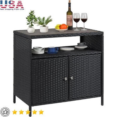 Weatherproof Rattan Storage Box Outdoor Organizer W/ Flip Cover Durable Design - Image 1 of 4