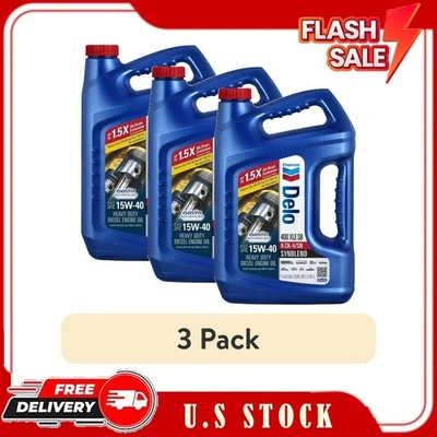 Paquete de 3 aceites de motor de alta resistencia Delo 400 XLE SB mezcla sintética SAE 15W-40 1 galón Foto 1 de 4