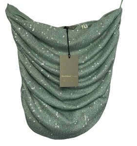 River Island Ruched Sequin Mint Green Strapless Top Size 12 BNWT - Picture 1 of 10