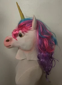 Adult Unicorn Mask w/ Multi-color Hair - Picture 1 of 3