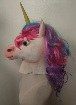 Adult Unicorn Mask w/ Multi-color Hair - Image 1 of 3