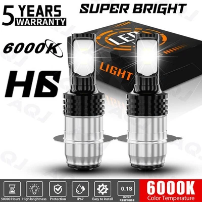 For Kawasaki Bayou 400 1993-1999 6000K LED HeadLight Bulb White H6 Foto 1 de 4