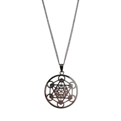 Collana uomo donna acciaio ciondolo Cubo Di Metatron simbolo sacro geometria  - Immagine 1 di 3