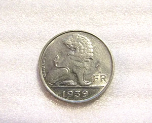 1939 Belgium 1 Franc Coin - Picture 1 of 5