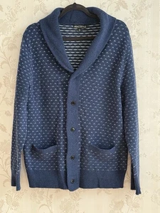 J. Rundhals Pullover Herren Gr. L Strickjacke Schalkragen Birdseye Navy Opa Academia Dad - Bild 1 von 8