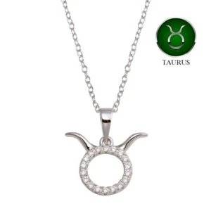 COLLAR COLGANTE LABORATORIO SIMULADO DIAMANTES PLATA ESTERLINA 925 SIGNO DEL ZODIACO TAURUS - Imagen 1 de 2
