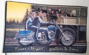 David Mann 3x5 Flag Honor,Respect,Brothers in Arms Motorcycle Legend Artist Acry - Picture 1 of 2