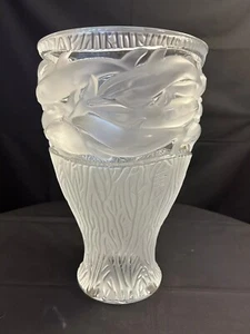 Lalique Oceania Dolphin Vase - 2001, Signed, 15.40" x 9.25"  Exquisite Art Glass - Picture 1 of 5