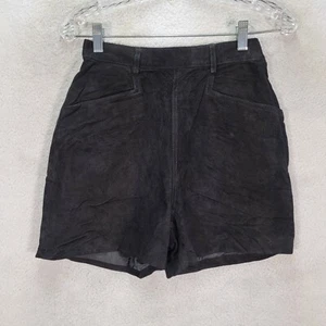 Vtg Wilsons Leather Black Suede High Rise Sexy Cheeky Hot Womens Shorts Size 8 - Picture 1 of 24