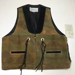 NWT VICHEN of USA Multicolor Genuine Suede Leather Western Zip Up Vest sz XL - Picture 1 of 10