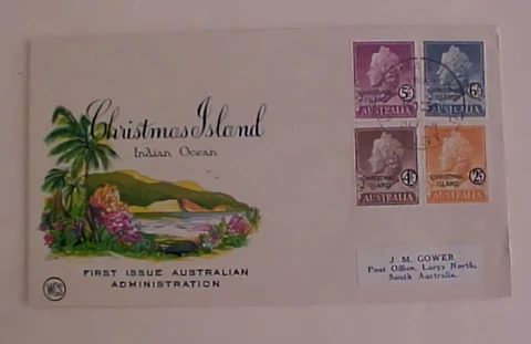CHRISTMAS  ISLAND FDC 1958 CACHET ADDRESS 2cents/6cents Cover