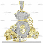 14K Yellow Gold Plated 3 Ct Round Lab Created Diamond $Money Bag Stacks Pendant