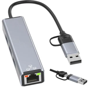 USB-C HUB LAN USB 3.0 100 Mbps RJ45 NETZWERK BOARD - Afbeelding 1 van 10