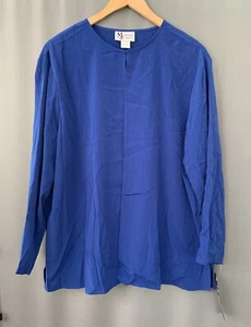 Vintage Maggie Sweet Jacket One-Button Topper Size 2X Blue Open Front USA Flowy - Picture 1 of 16